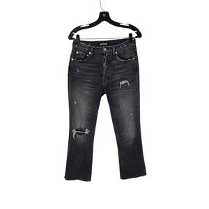 Post LA Adaptation Crop Kick Flare‎ Distressed Black Jeans Women's 27